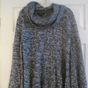 STYLE AND CO BLUE AND WHITE COWL NECK SWEATER